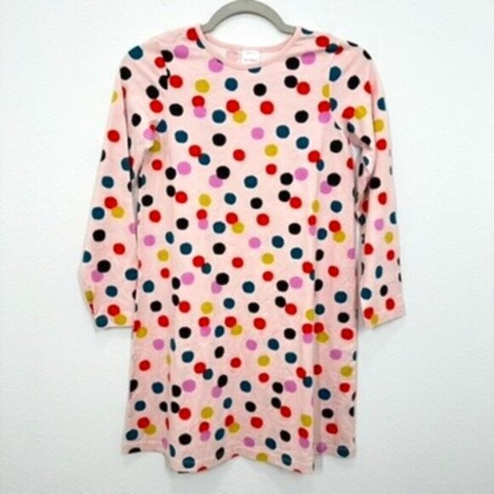 Hanna Andersson Girls Dress Size 10 Long Sleeve Pink Polka Dot Casual Cute